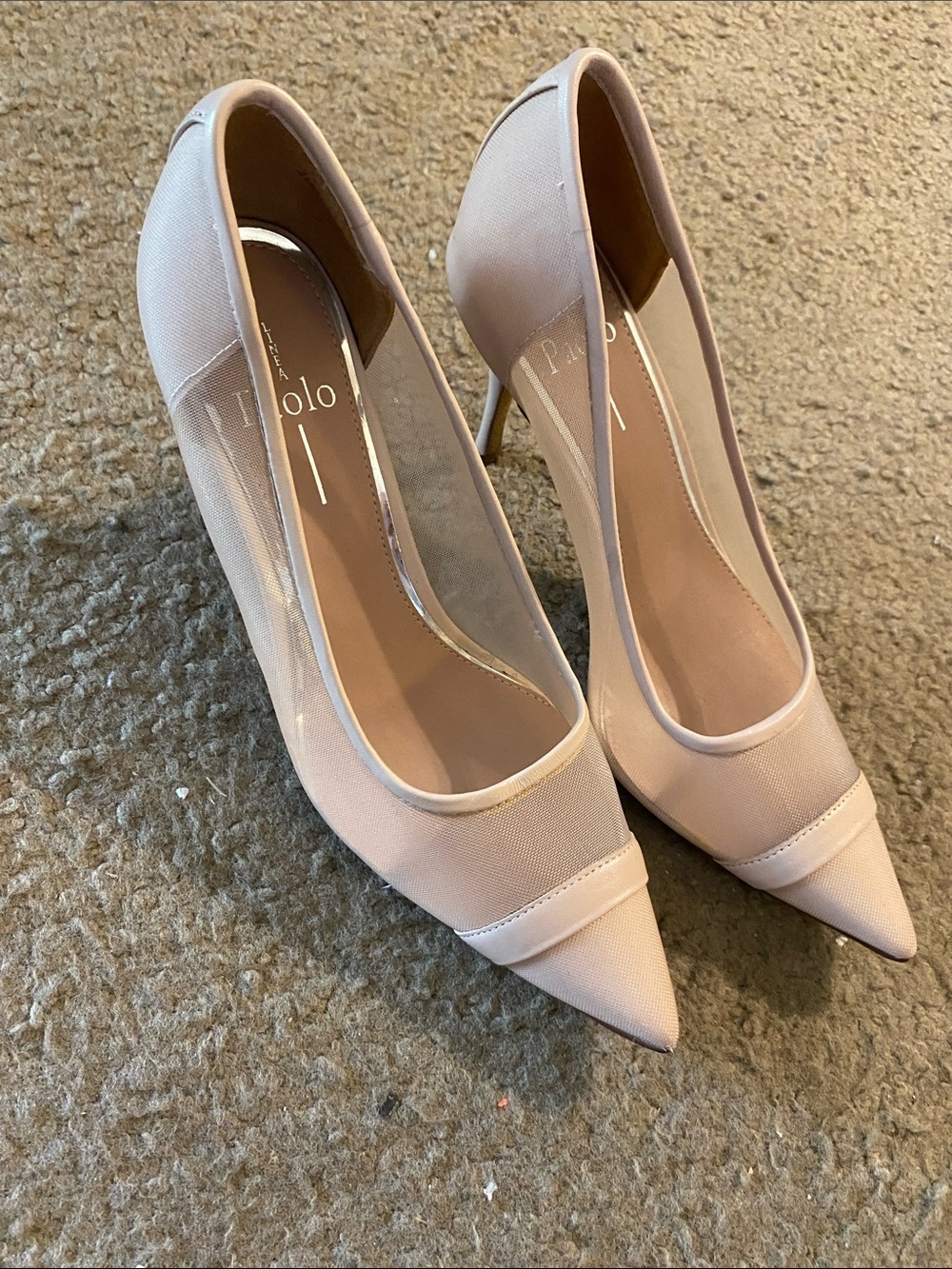 Paolo Blush Pink Pointed Mesh Stiletto Heels